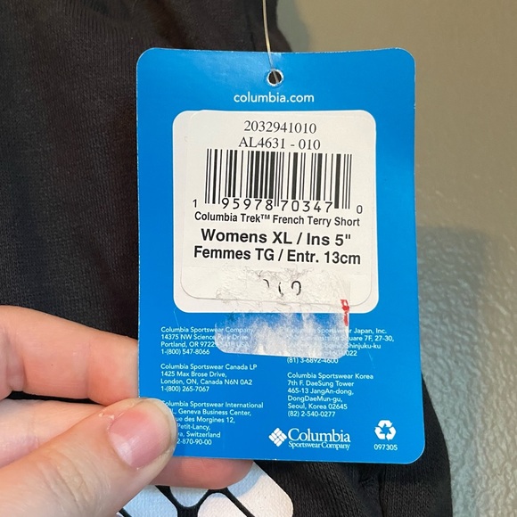 NWT Columbia Sz XL Trek French Terry Women’s Black White 5” Inseam Short Ret $50 - Picture 2 of 10